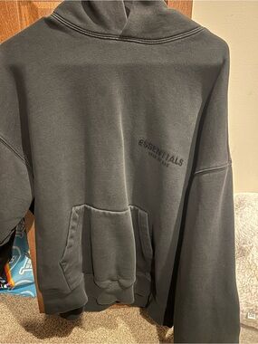 Fear of God Essentials Charcoal Black Crewneck Hoodie